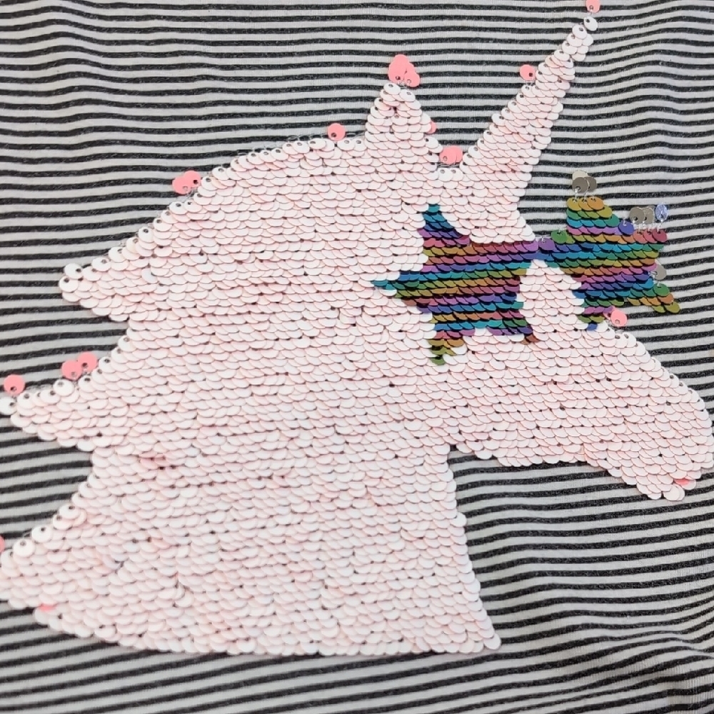 Arizona Jean Company | Black and White Striped Tee with Sequin Unicorn Size 3XL - Picture 3 of 7